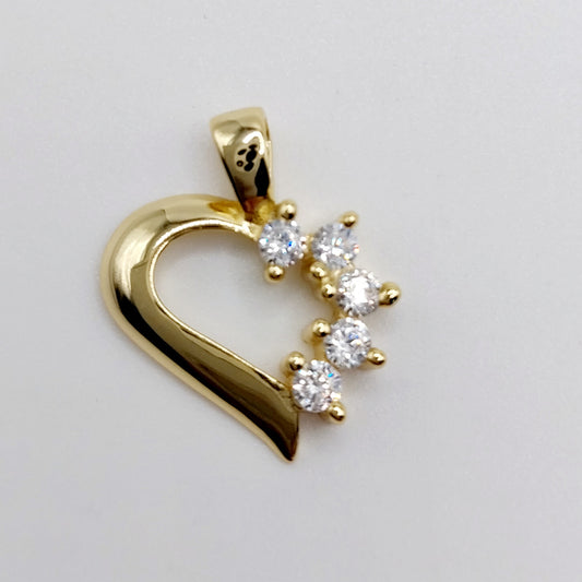 5 CZ Heart Pendant Silver 925 Gold Plated
