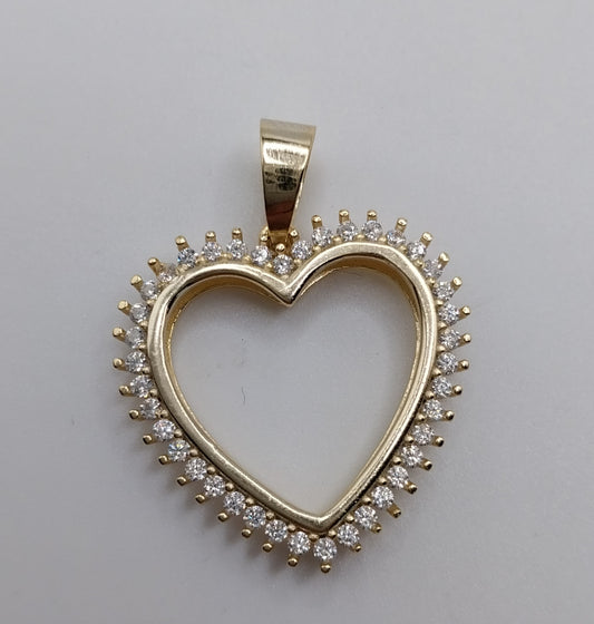 Heart Pendant Silver 925 Gold Plated with Cubic Zirconia