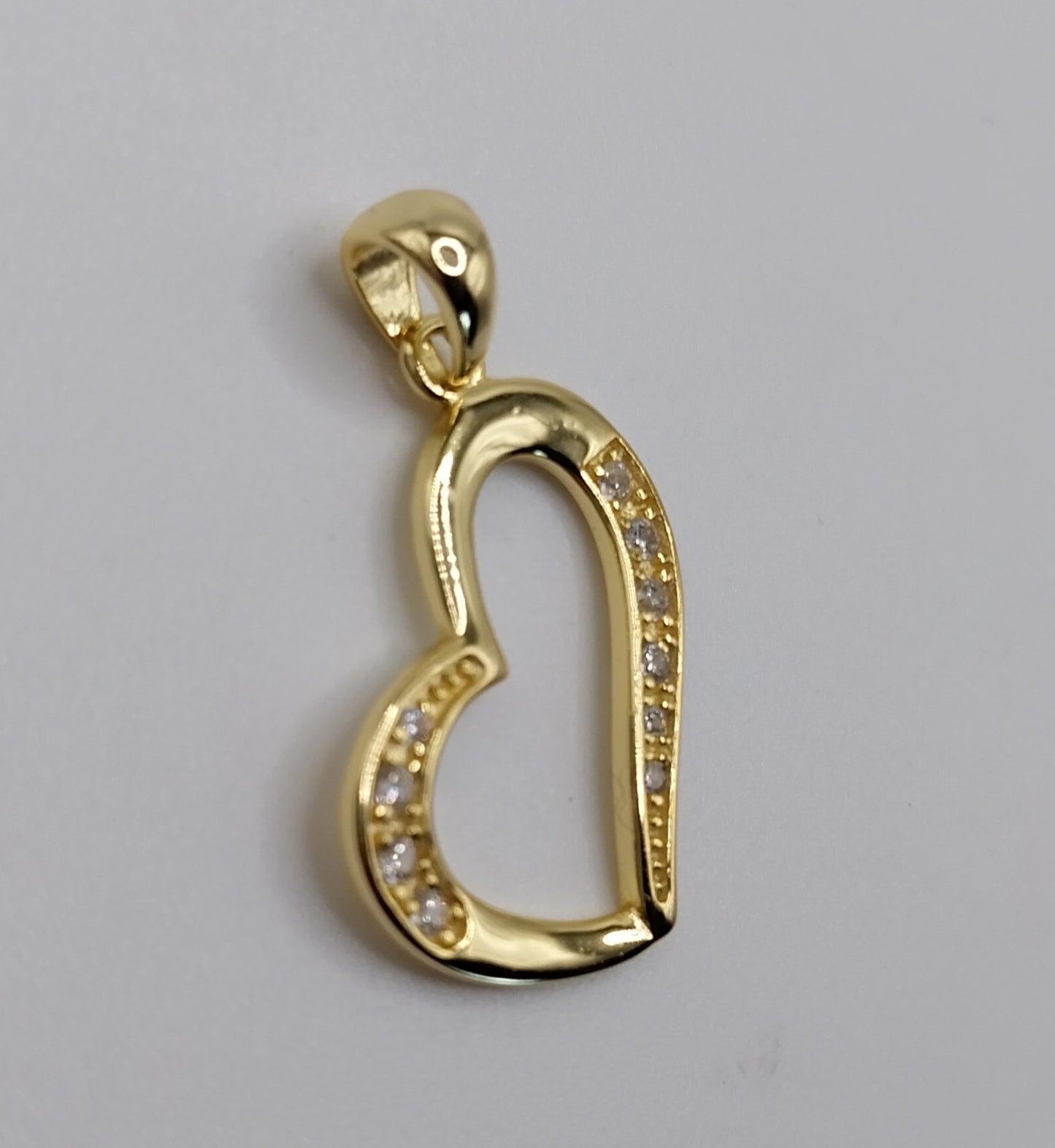 Heart Pendant Silver 925 Gold Plated with Cubic Zirconia