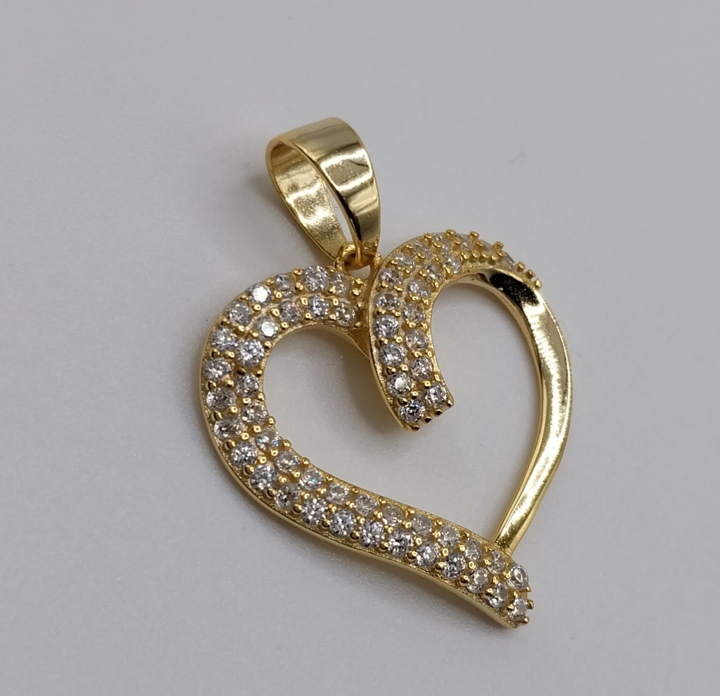 Gold Plated Silver 925 Heart Pendant with Cubic Zirconia Stones