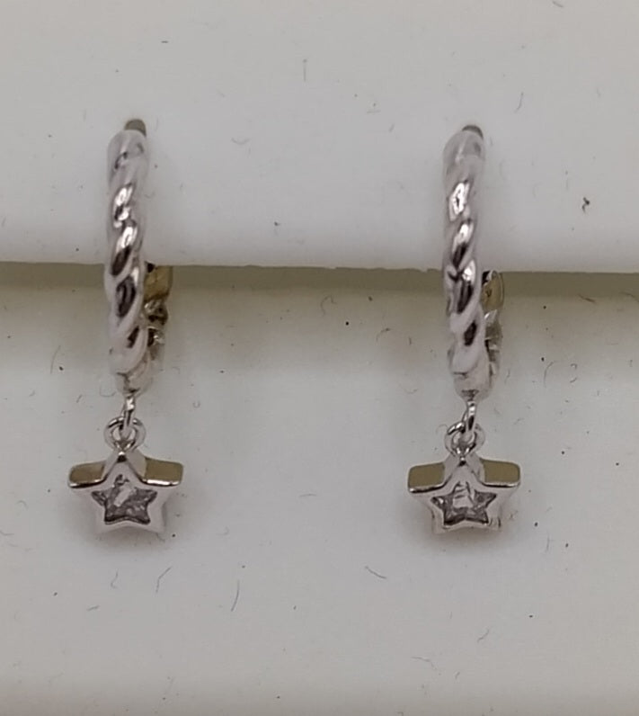 Star Silver 925 Dangling Earrings with Cubic Zirconia's