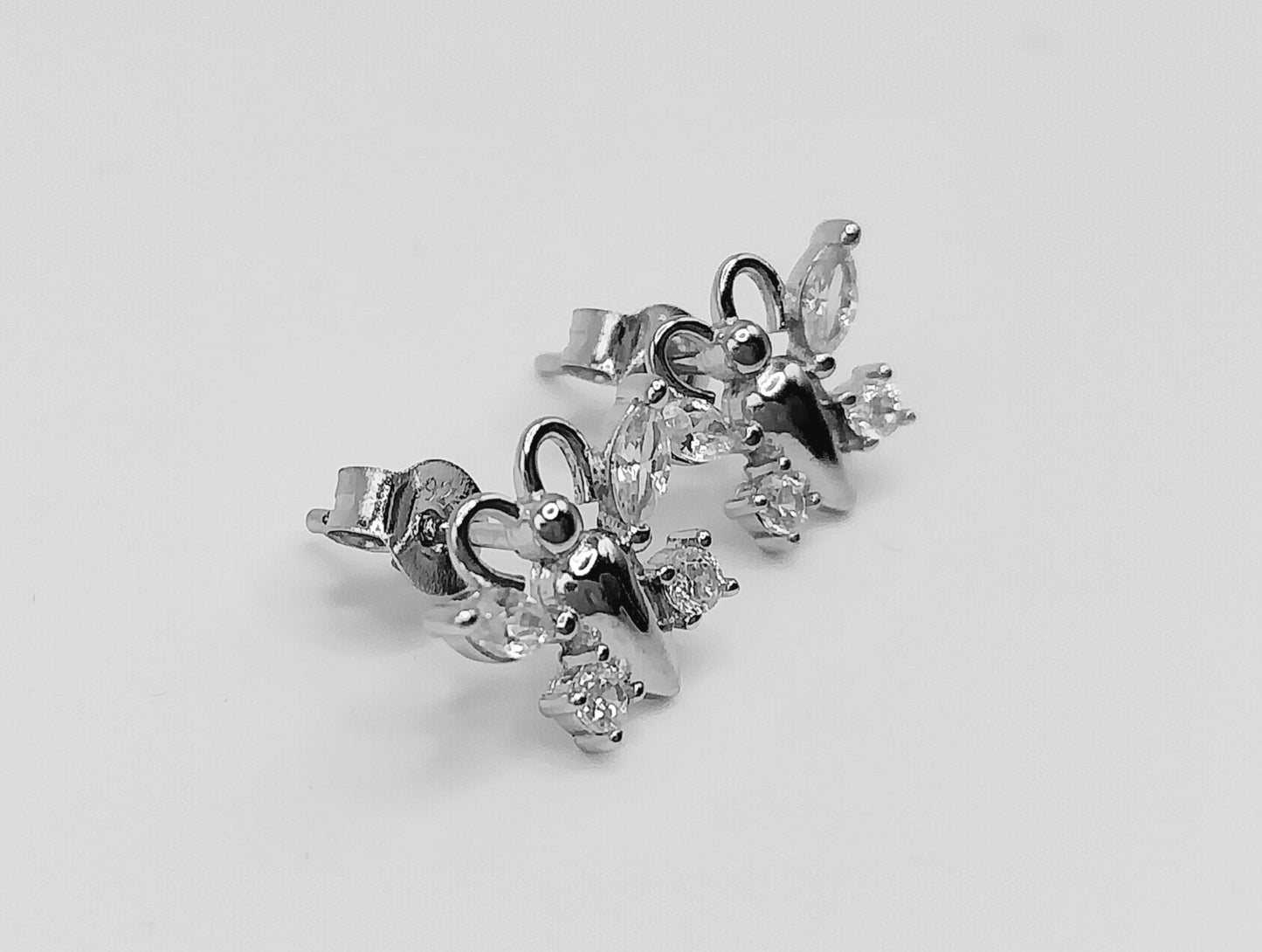 Butterfly Stud Earrings with Cubic Zirconia Stones