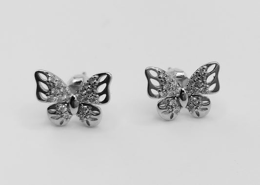 Butterfly Stud Earrings with Cubic Zirconia Stones