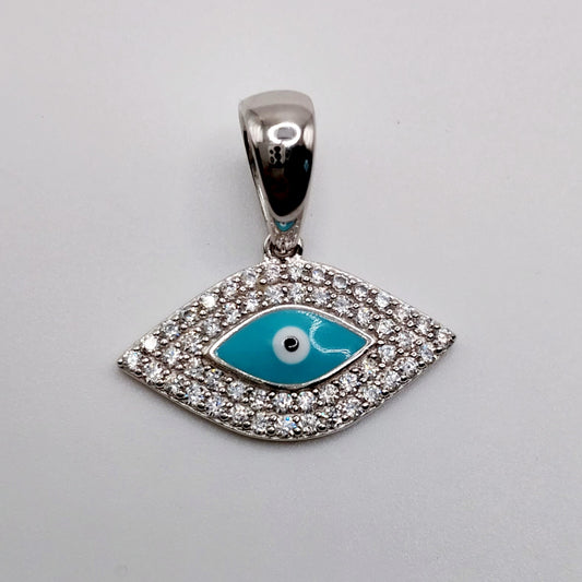 Blue Evel Eye Silver 925 and Cubic Zirconia Pendant