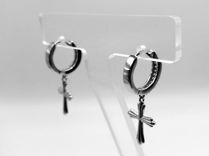 Cross Hoop Earrings with Cubic Zirconia