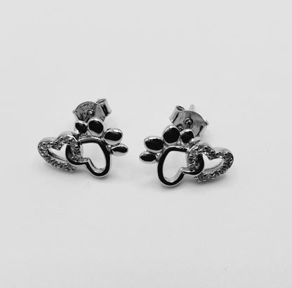 Paw Print Earrings with Cubic Zirconia