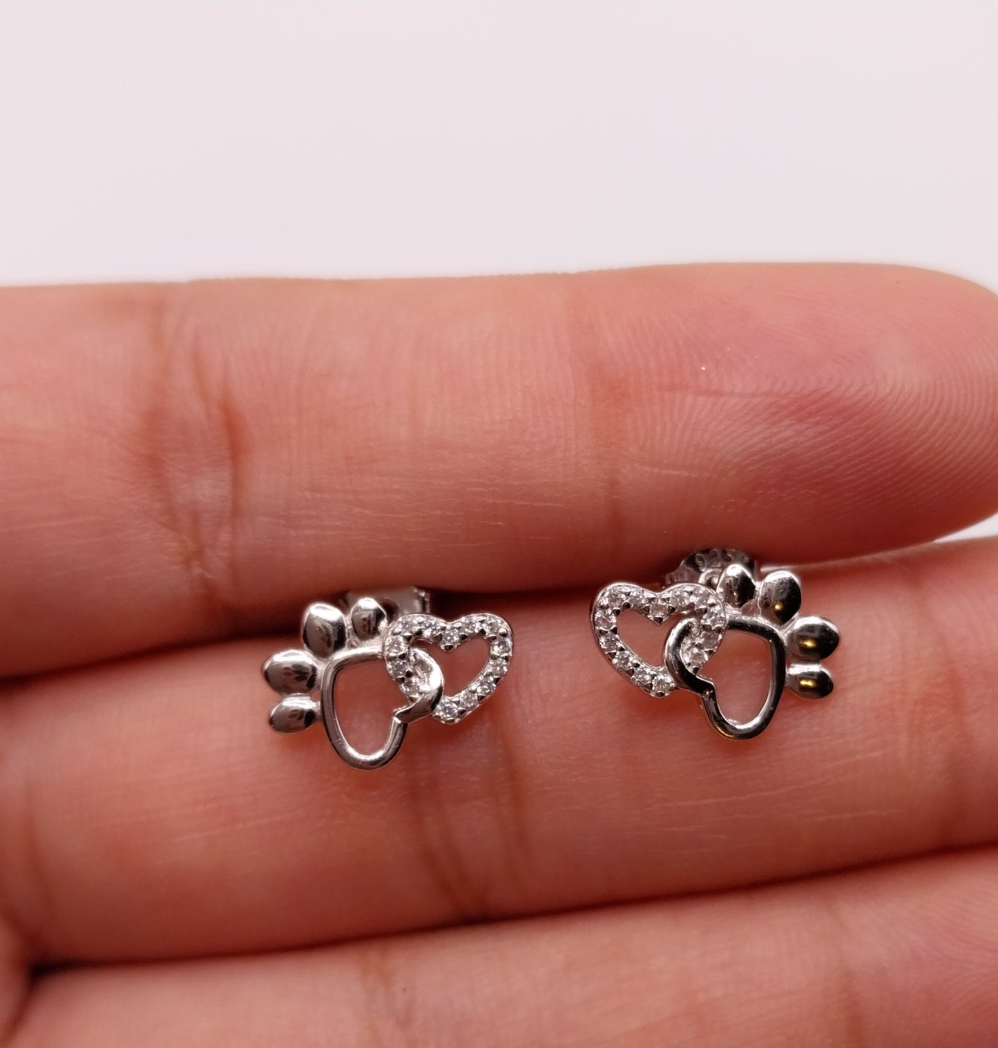 Paw Print Earrings with Cubic Zirconia