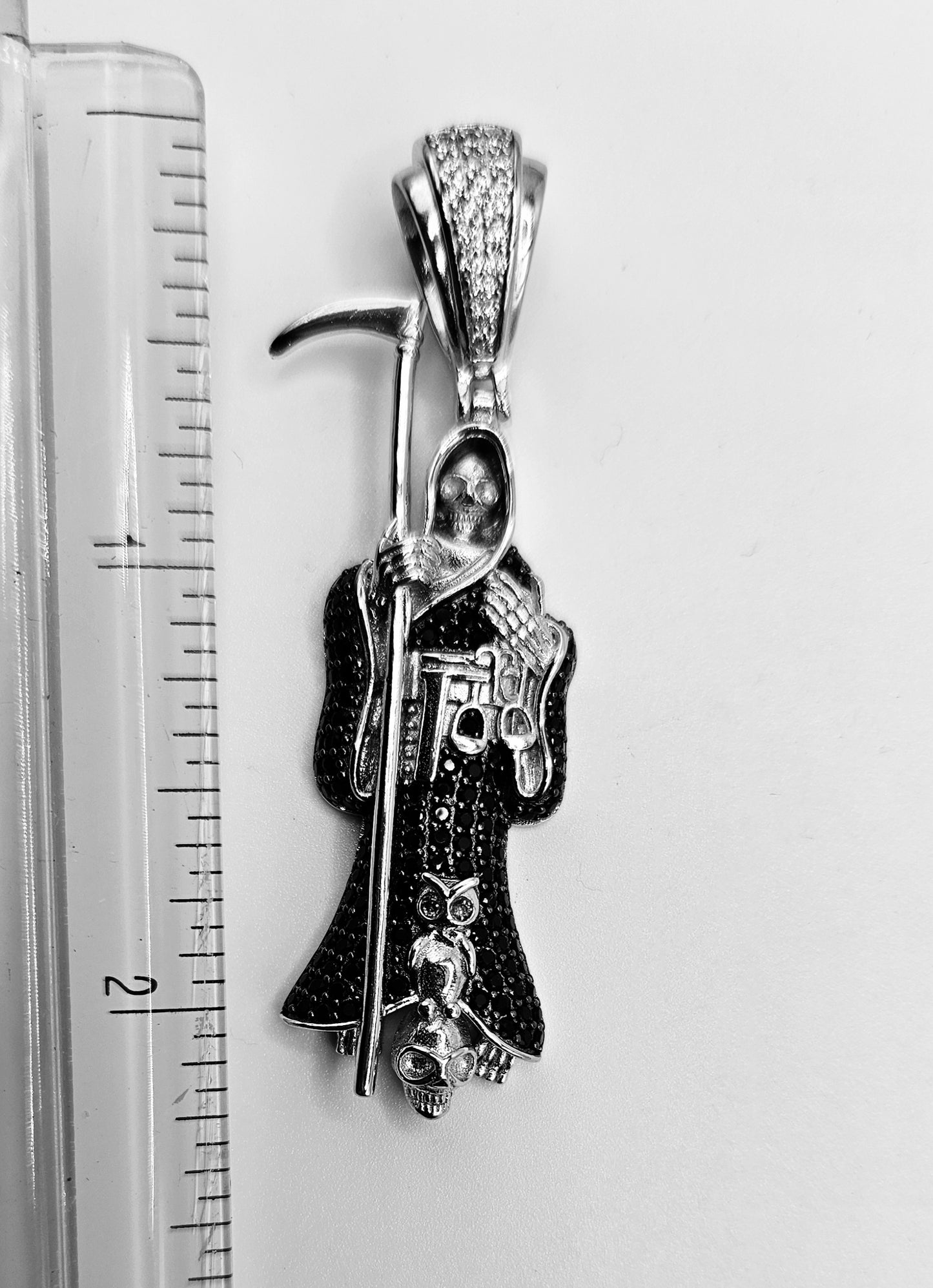 Colgante de plata 925 con cara de Santa Muerte (Grim Reaper)