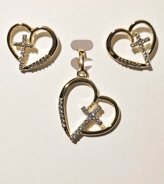 Heart and Cross 14k Gold Plated