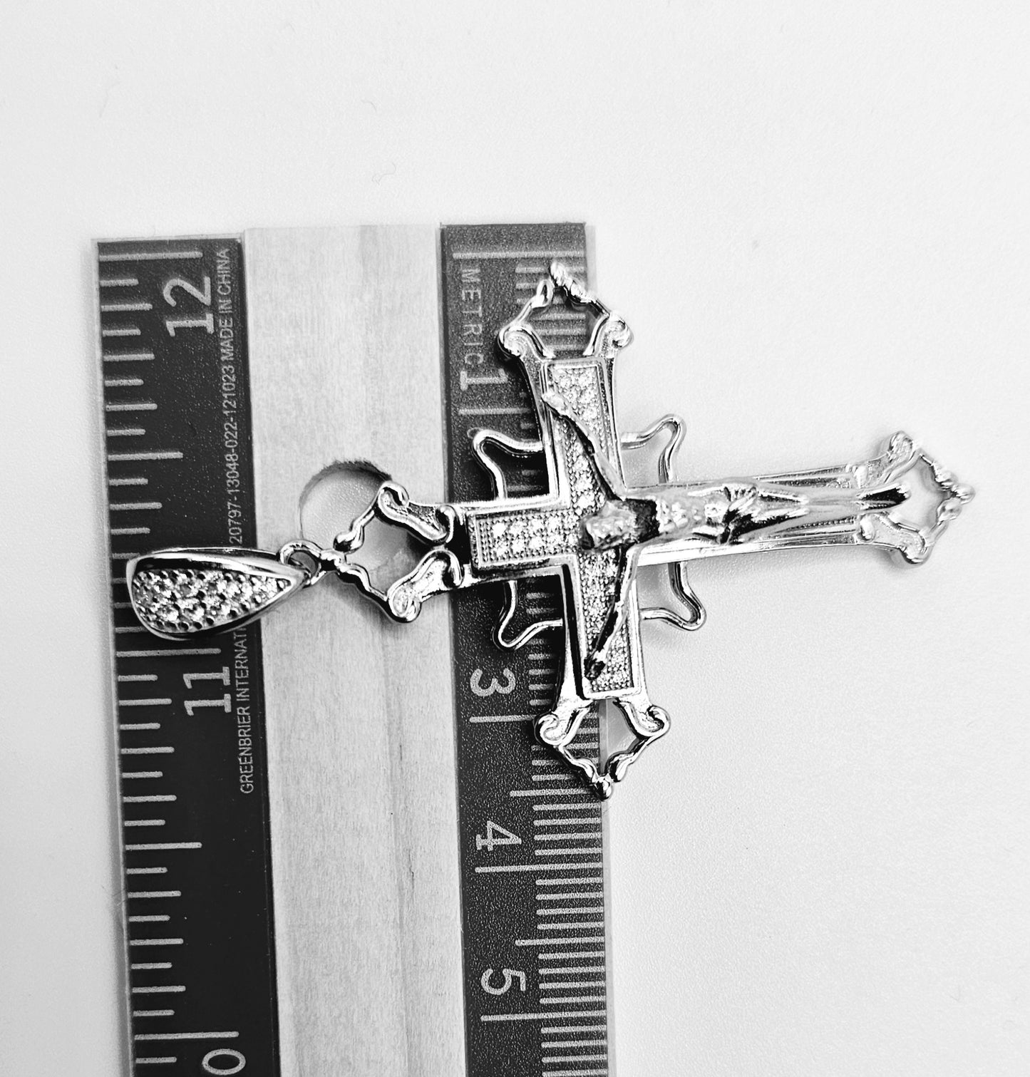 Silver 925 Cross with Jesus Pendant with Cubic Zirconia