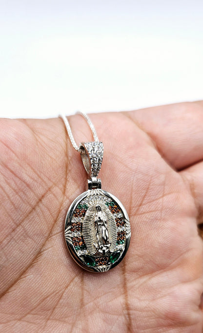 Virgen Maria Necklace Silver 925 with 14K Gold Plating