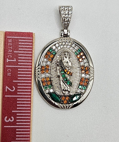 Silver 925 Saint Jude Pendant with Cubic Zirconia