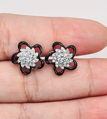 Flower Silver 925 Earrings with Cubic Zirconia