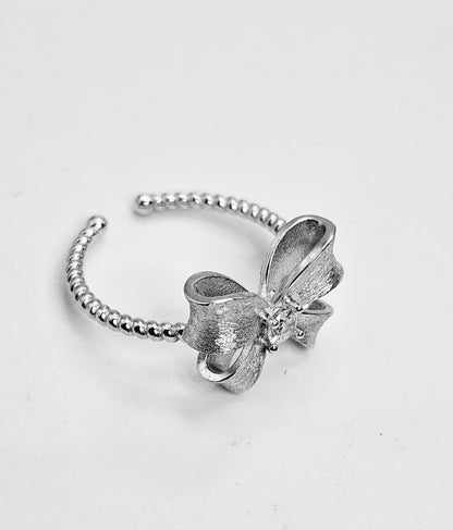 Bow Silver 925 Ring with Cubic Zirconia Stone