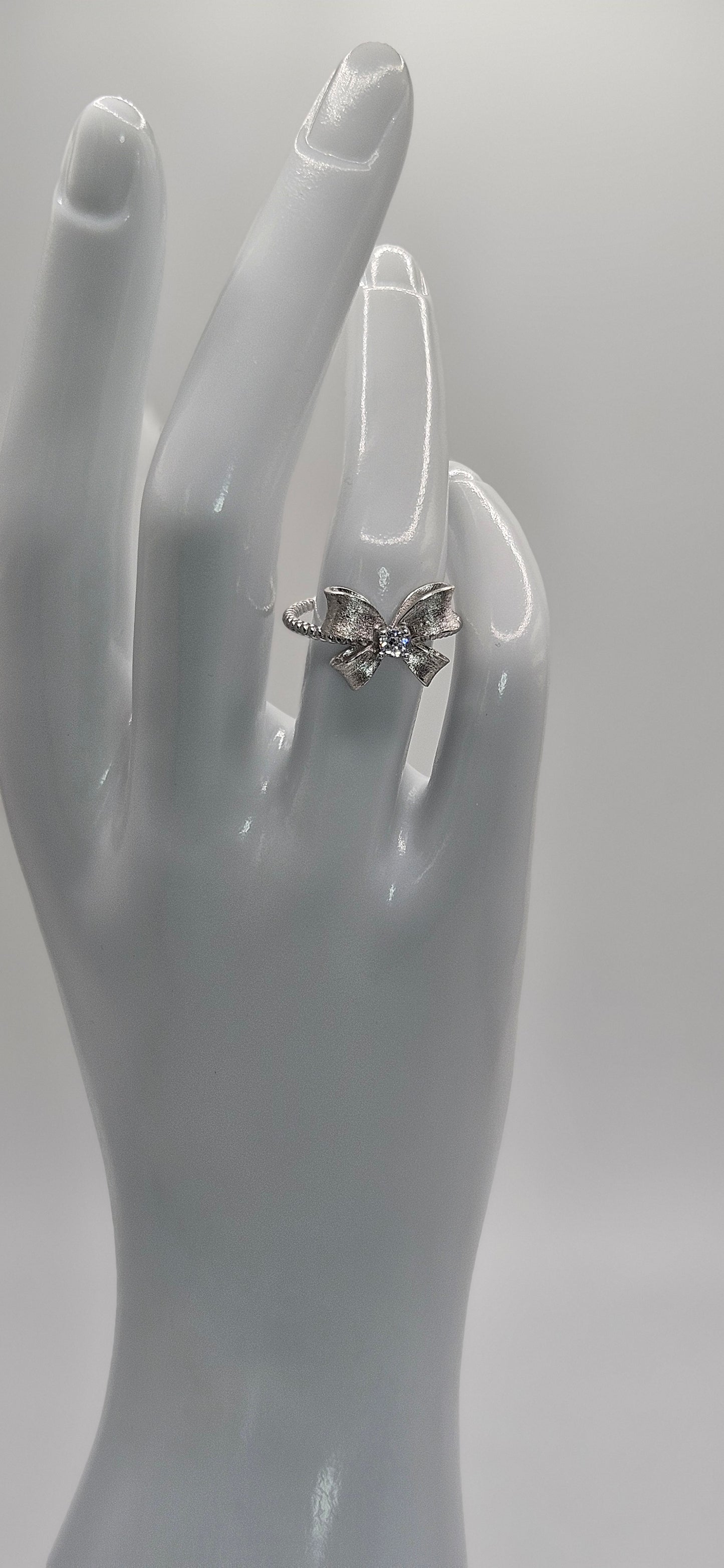 Bow Silver 925 Ring with Cubic Zirconia Stone