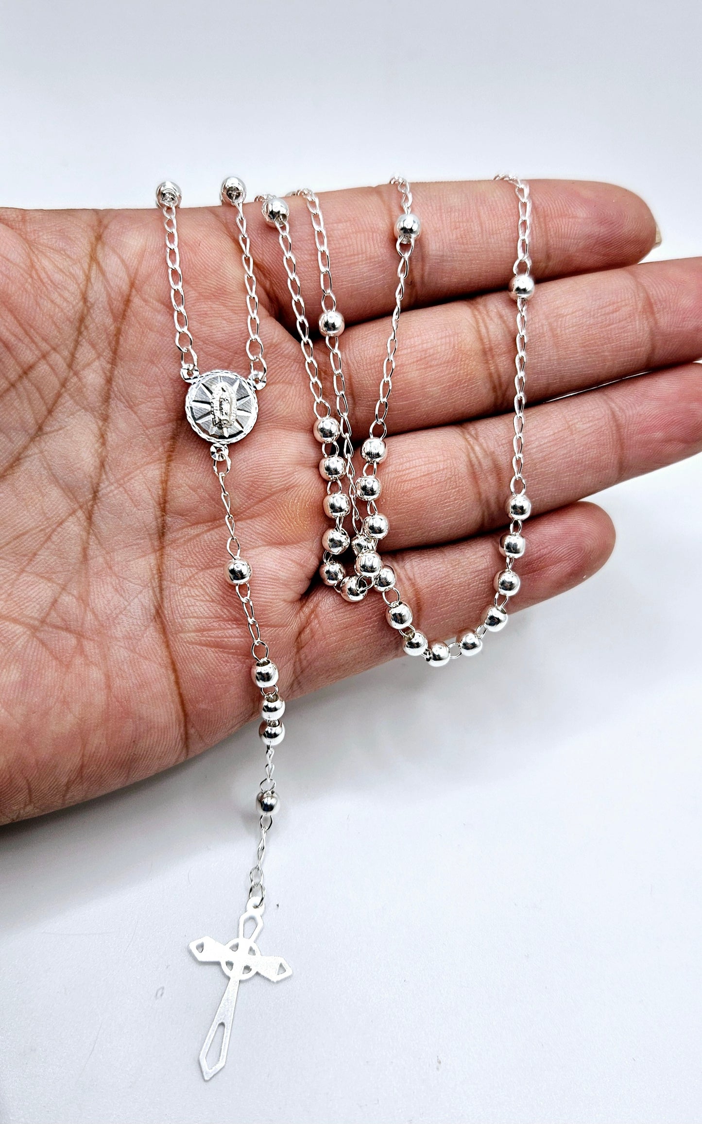 Rosary Silver 925 Necklace 24"