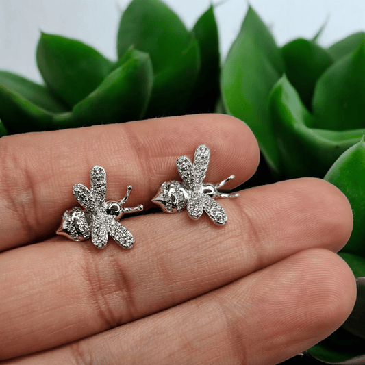 3D Bee Silver 925 Stud Earrings
