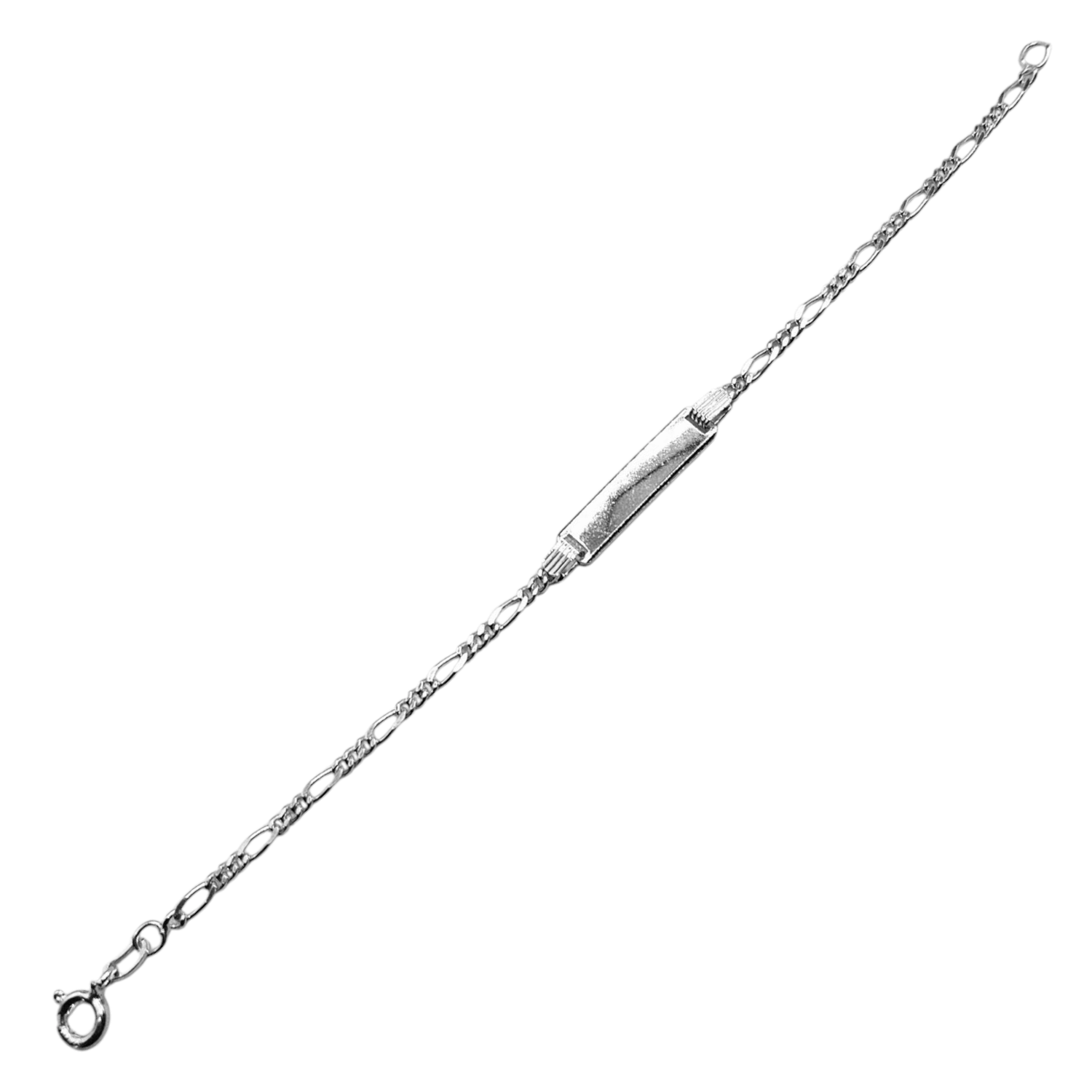 6" Baby ID Rectangle Plate Sterling Silver 925 Bracelet Customizable Free Engraving Unisex