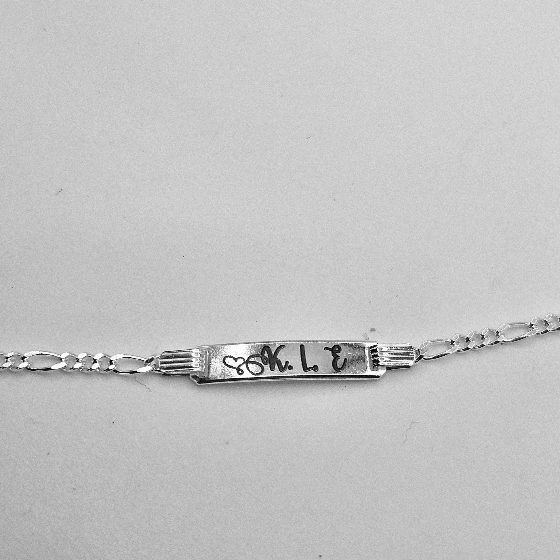 6" Baby ID Rectangle Plate Sterling Silver 925 Bracelet Customizable Free Engraving Unisex, Boy or Girl