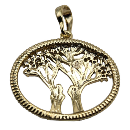 Colgante chapado en oro de 14 quilates con árbol de la vida