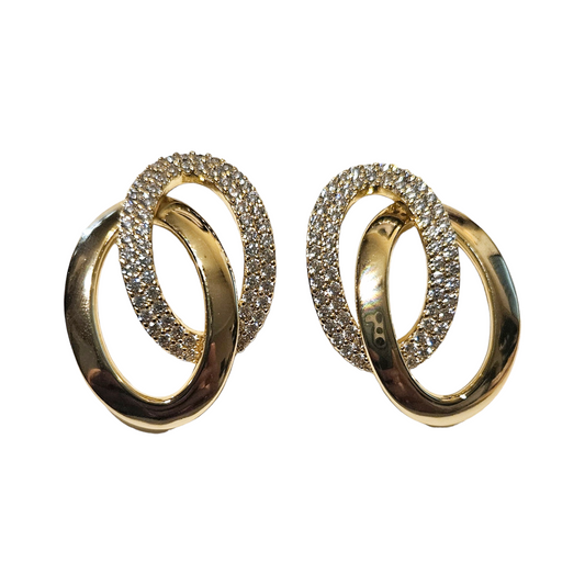 Double Oval Gold Plated Stud Earrings