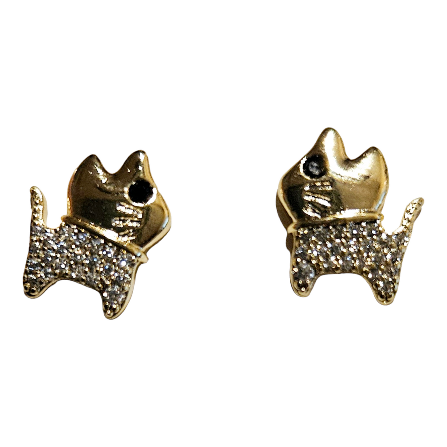 Cat 14k Gold Plated Stud Earrings