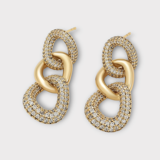 Fashion White CZ 14k Gold Plated Earrings