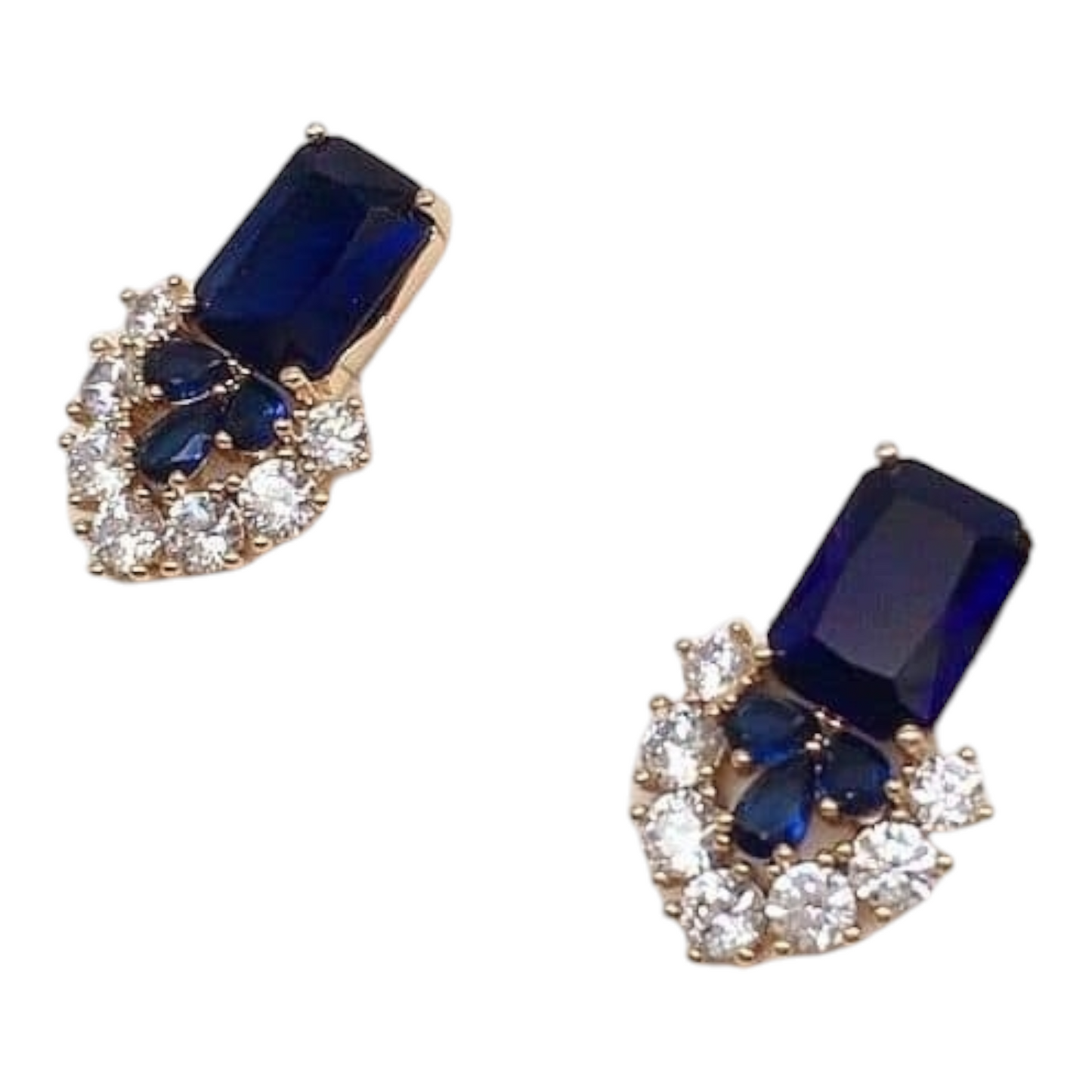 Fashion Blue Tanzanite Color Stone  18k Gold Plated Earrings