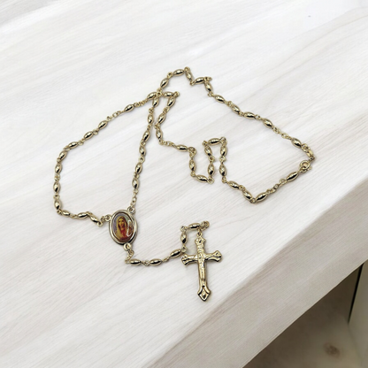 Rosary 14k Gold Plated Sacred Heart of Maria Necklace