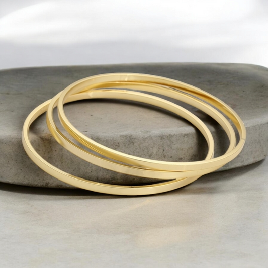 Set of Three 14k Gold Plated Bangle