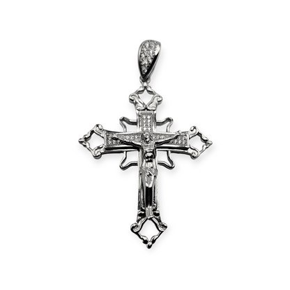 Silver 925 Cross with Jesus Pendant with Cubic Zirconia