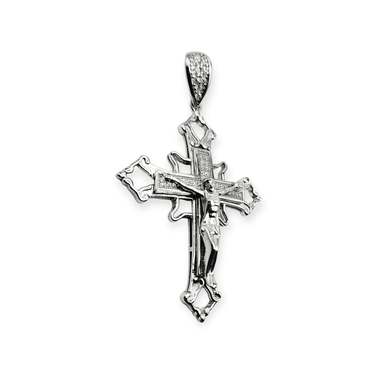 Silver 925 Cross with Jesus Pendant with Cubic Zirconia