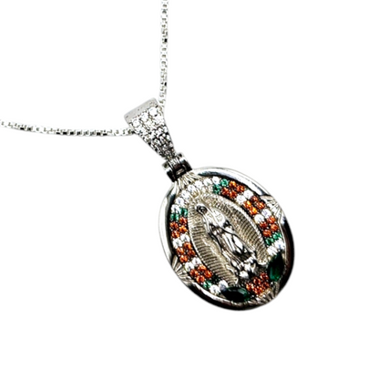 Virgen Maria Necklace Silver 925 with 14K Gold Plating