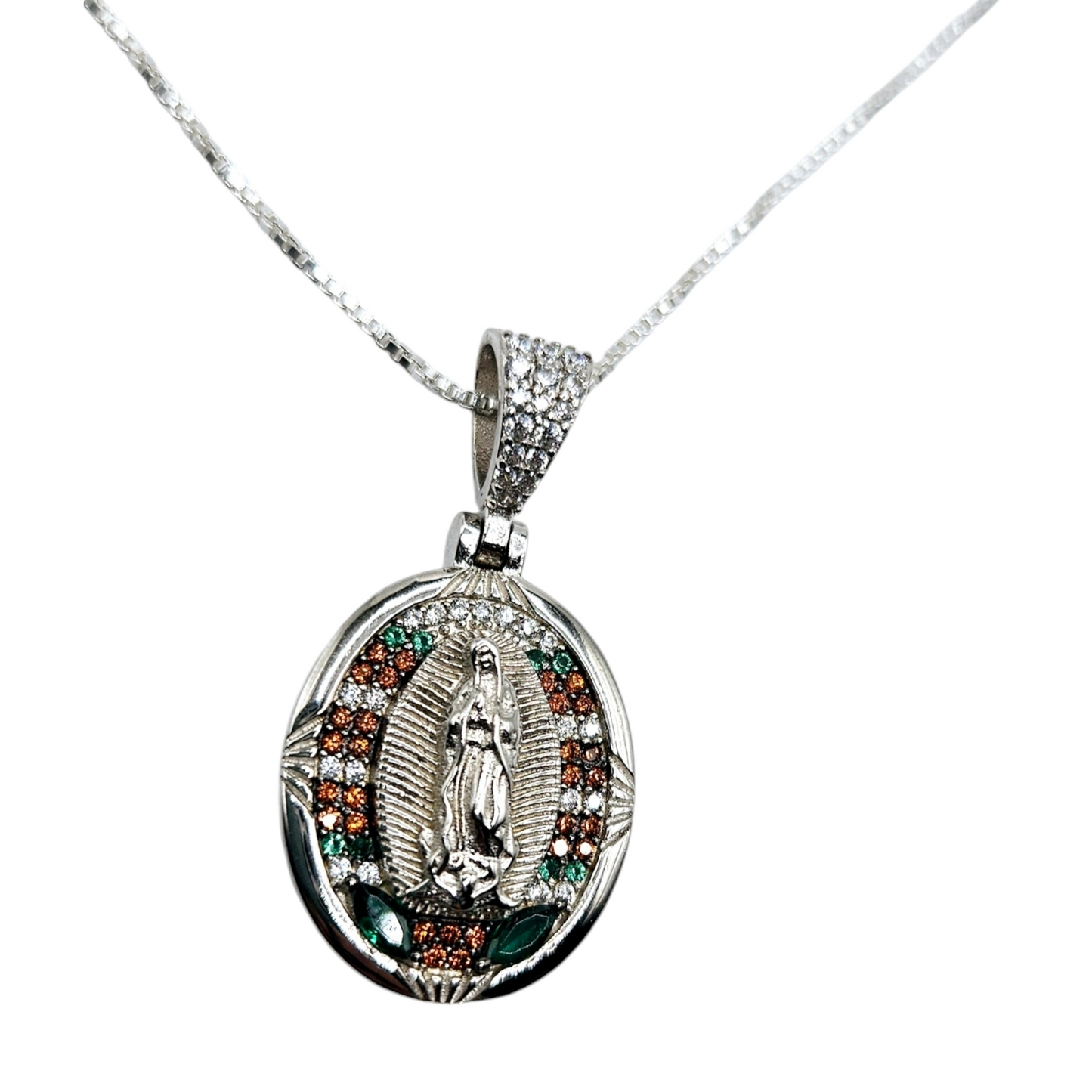 Virgen Maria Necklace Silver 925 with 14K Gold Plating