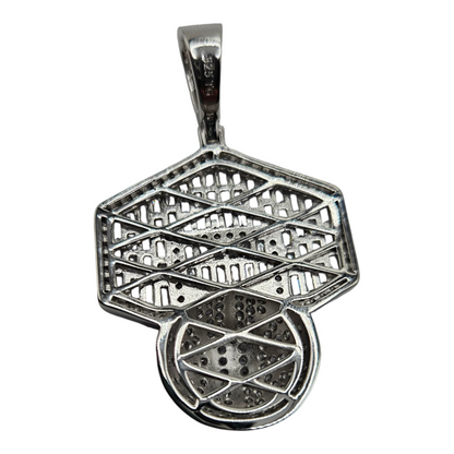 Basketball Pendant with Cubic Zirconia Stones Silver 925