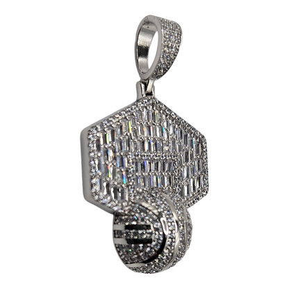 Basketball Pendant with Cubic Zirconia Stones Silver 925