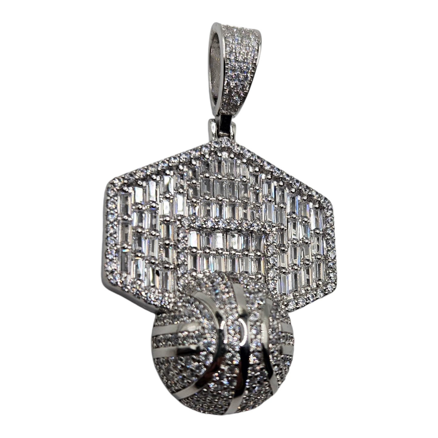 Basketball Pendant with Cubic Zirconia Stones Silver 925