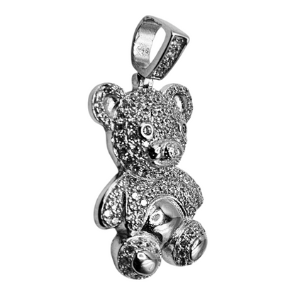 Colgante de osito de peluche en plata 925 con piedras CZ