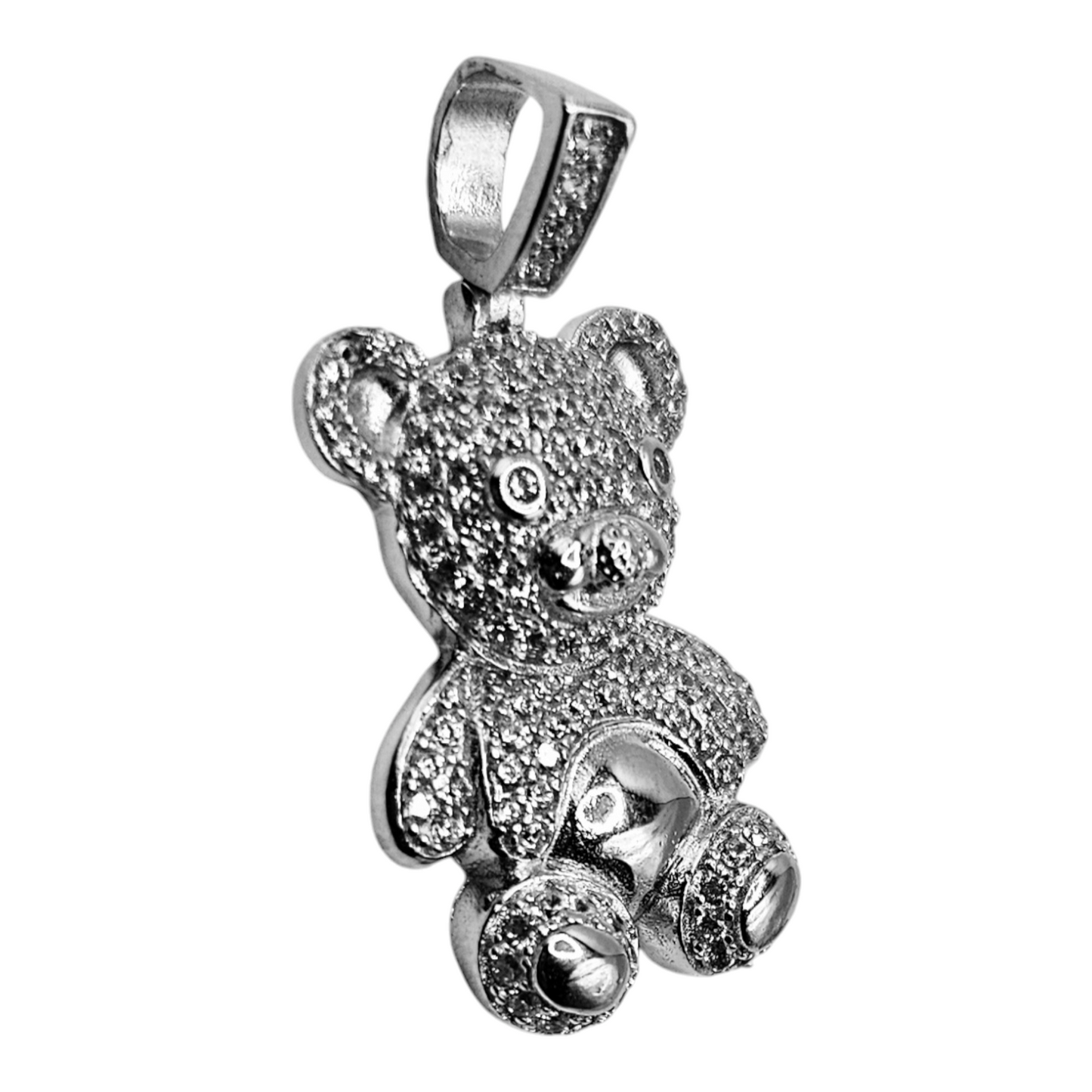 Colgante de osito de peluche en plata 925 con piedras CZ