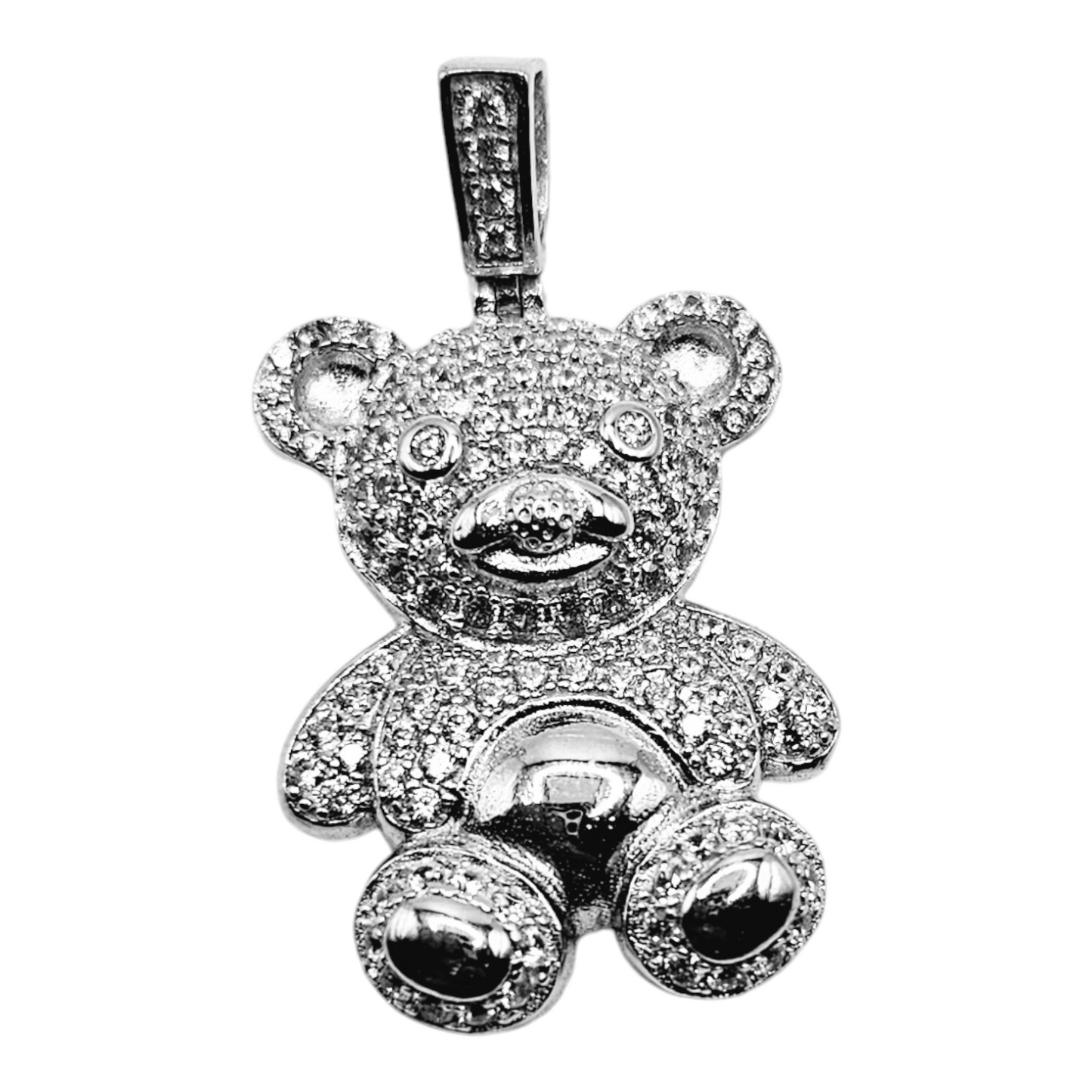 Colgante de osito de peluche en plata 925 con piedras CZ