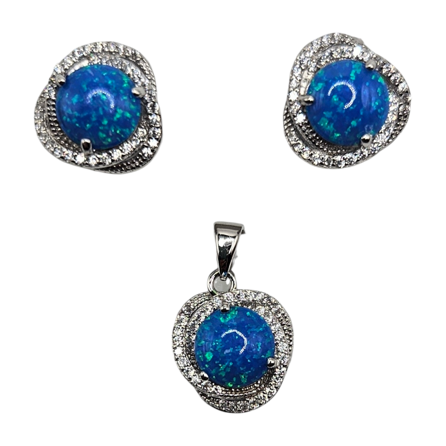 Conjunto de joyas de 2 piezas en color azul ópalo