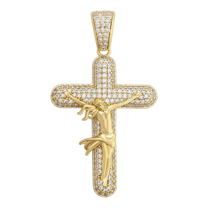 Colgante con cruz de Jesys bañado en oro de 14 quilates