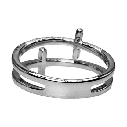 Double Cross Silver-Plated Ring