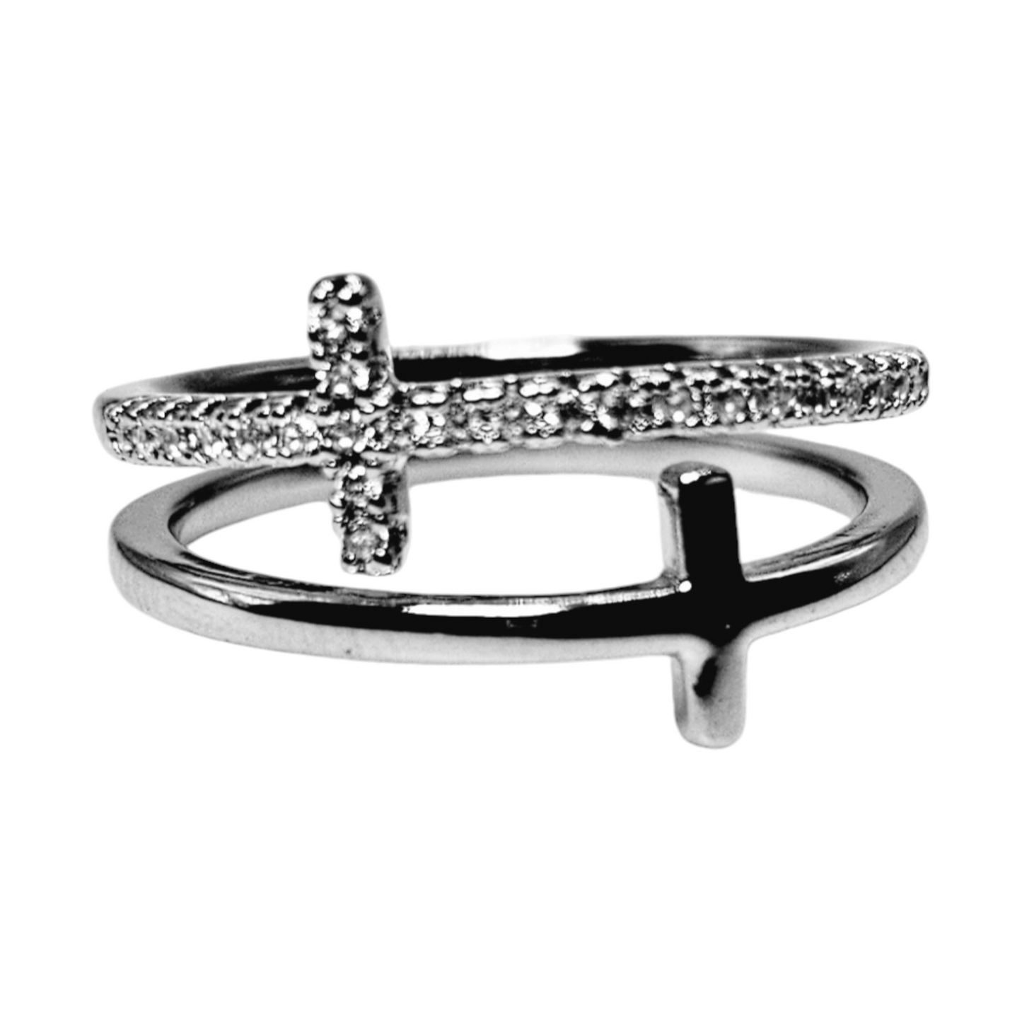 Double Cross Silver-Plated Ring