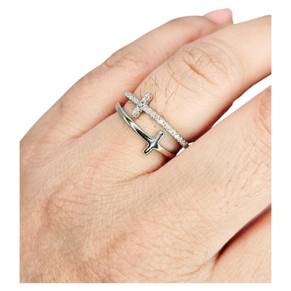 Double Cross Silver-Plated Ring