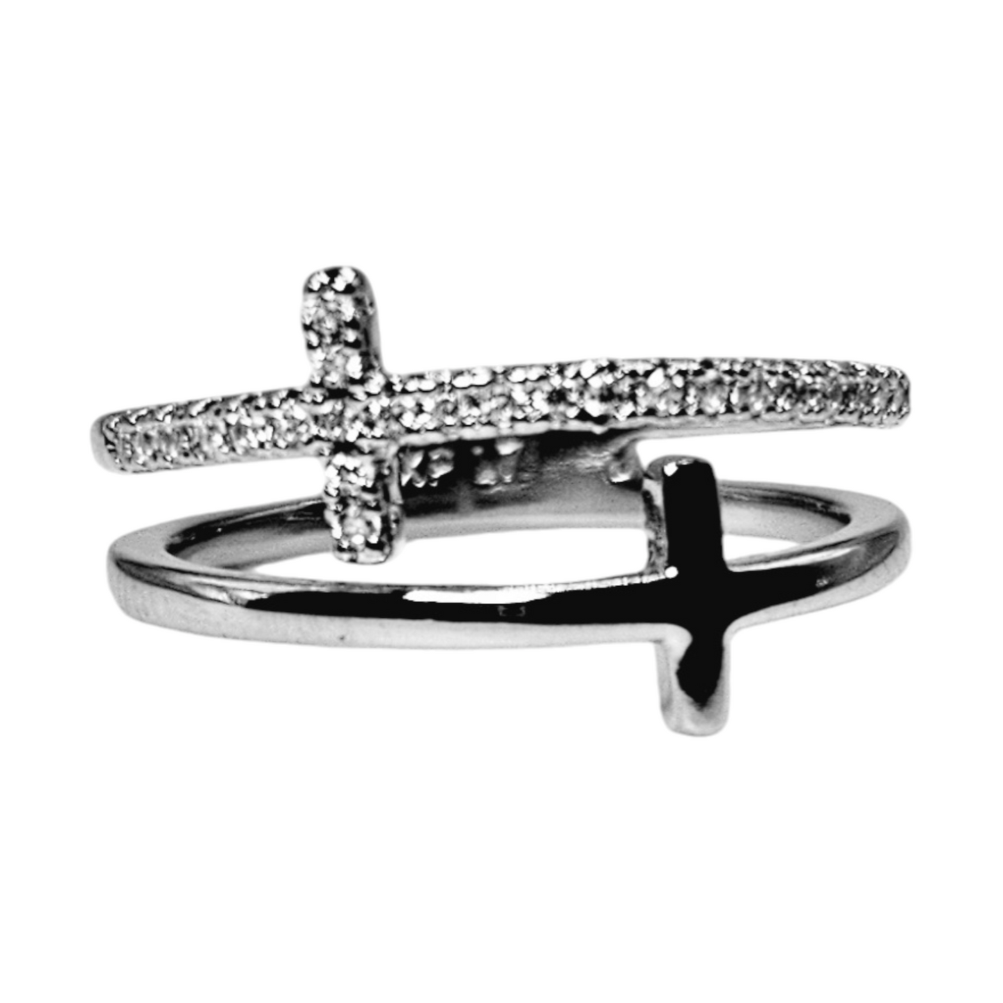 Double Cross Silver-Plated Ring