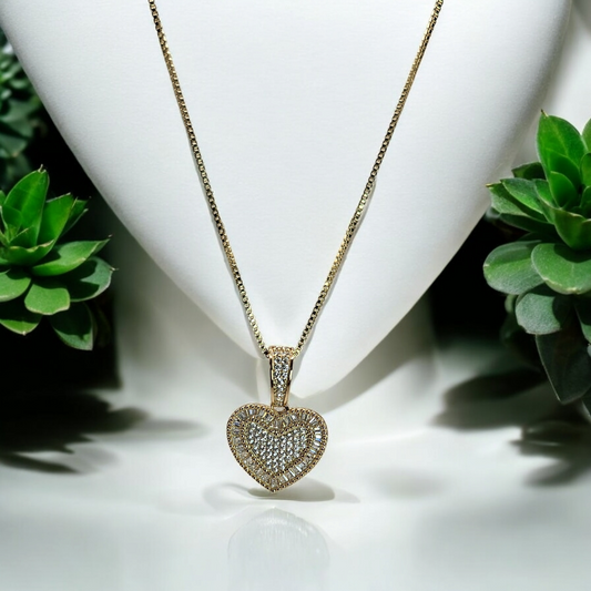 Heart Necklace 14K Gold Plating over Silver 925