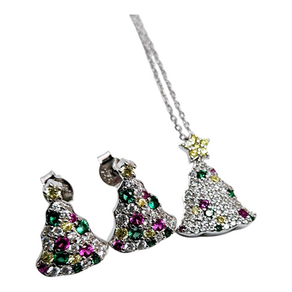 Christmas Tree Jewelry Set Silver 925