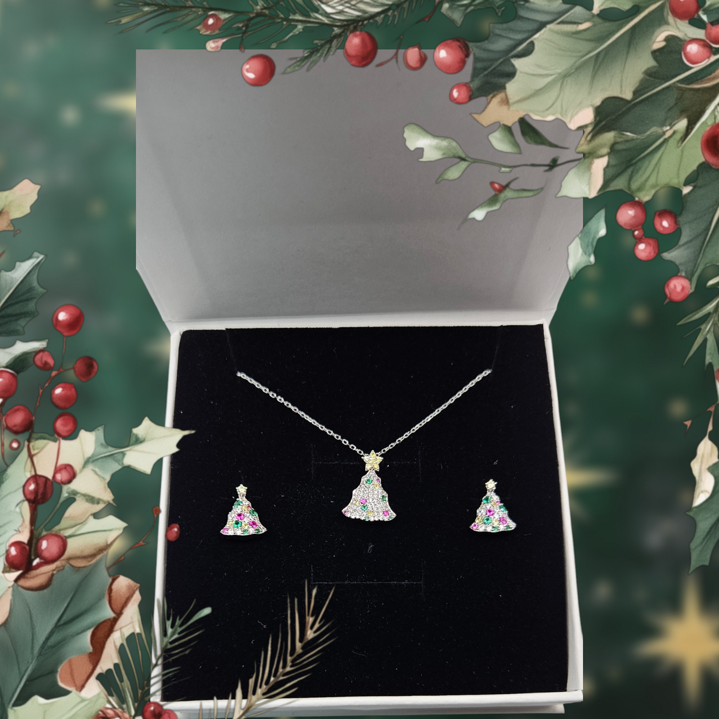 Christmas Tree Jewelry Set Silver 925