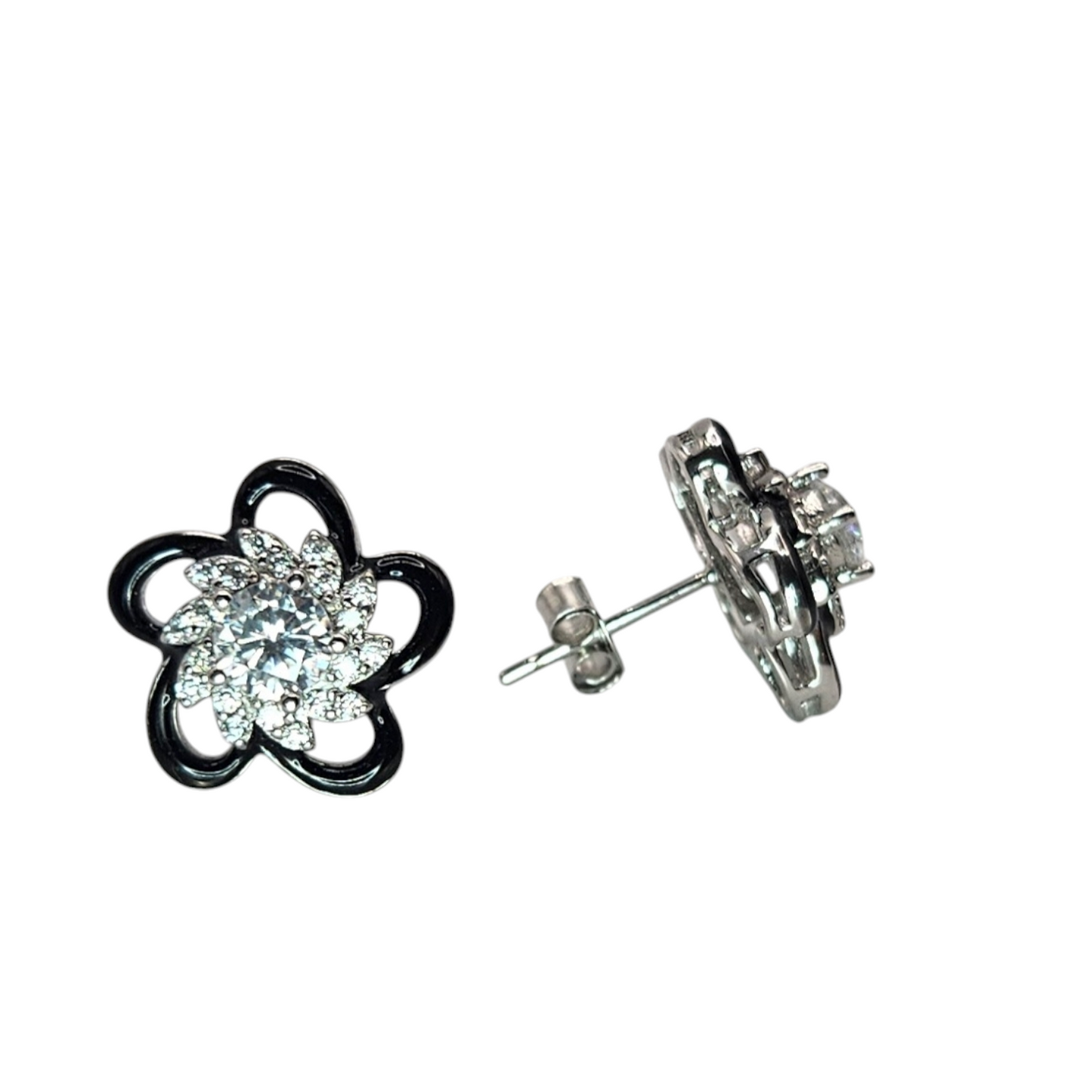 Flower Silver 925 Earrings with Cubic Zirconia